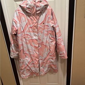 Pink and White Camouflage Hooded Jacket